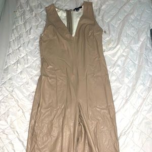 Forever21 Faux Leather Nude/Grey Jumpsuit Size: M